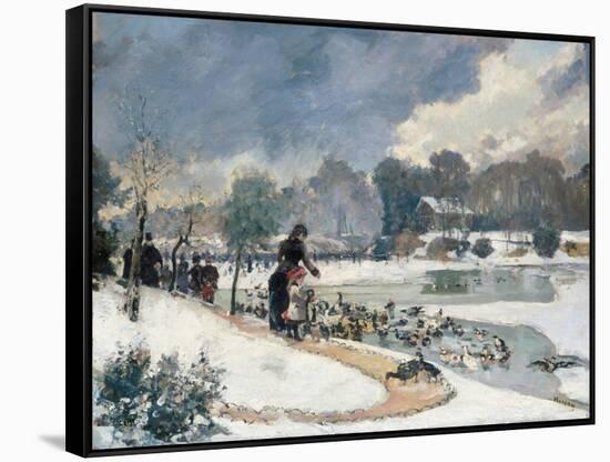 Les canards au bois de Boulogne (jardin d'acclimatation)-Emile Guillier-Framed Stretched Canvas