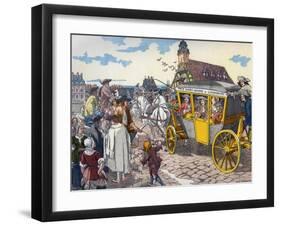 'Les Carrosses à cinq sols' : French public carriages-Eugene Courboin-Framed Giclee Print