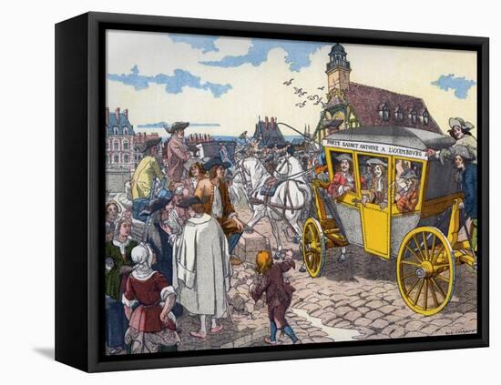 'Les Carrosses à cinq sols' : French public carriages-Eugene Courboin-Framed Stretched Canvas