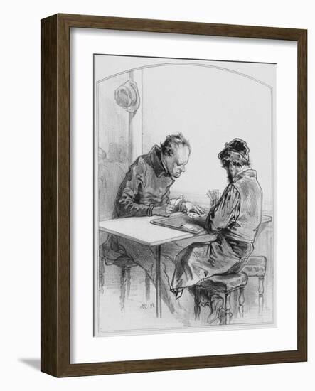 Les Cartes, Plate 20 from Les Toquades, 1858-Paul Gavarni-Framed Giclee Print