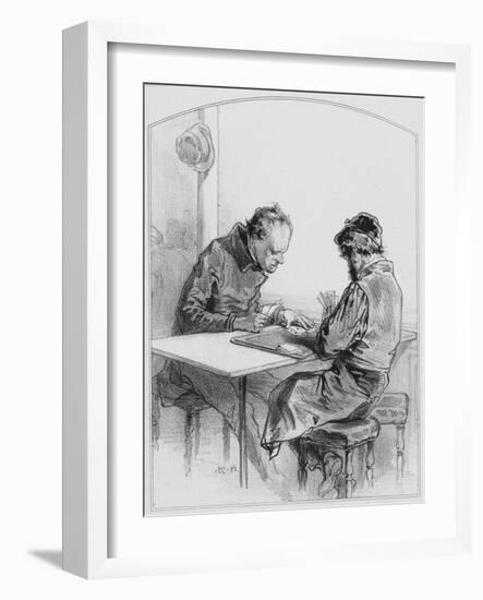 Les Cartes, Plate 20 from Les Toquades, 1858-Paul Gavarni-Framed Giclee Print