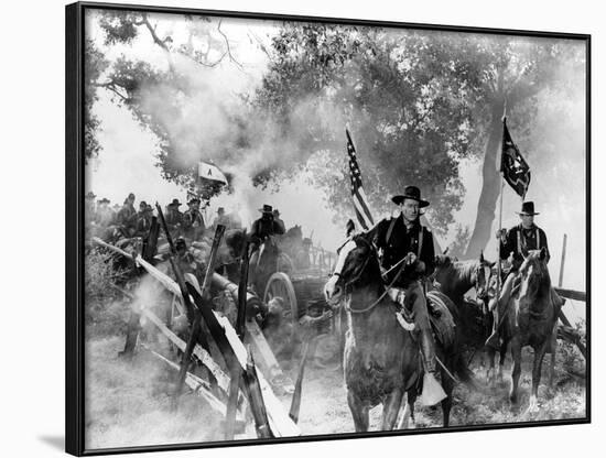 Les Cavaliers THE HORSE SOLDIERS by John Ford with John Wayne, 1959 (b/w photo)-null-Framed Photo