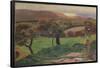 Les champs au bord de la mer / Landscape from Bretagne. Date/Period: 1889. Painting. Oil on canv...-Paul Gauguin-Framed Poster