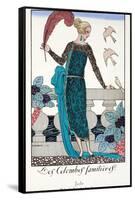 Les Colombes Familieres - Jade - Evening Gown de Chez Jenny 1920-Georges Barbier-Framed Stretched Canvas