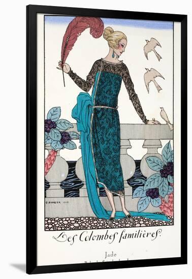 Les Colombes Familieres - Jade - Evening Gown de Chez Jenny 1920-Georges Barbier-Framed Giclee Print