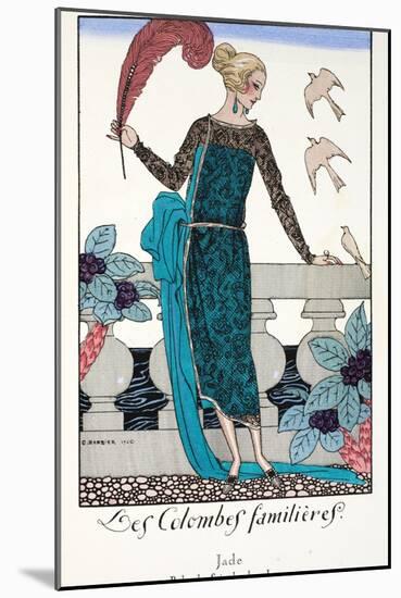 Les Colombes Familieres - Jade - Evening Gown de Chez Jenny 1920-Georges Barbier-Mounted Giclee Print