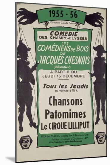 "Les comédiens de bois de Jacques Chesnais"-null-Mounted Giclee Print