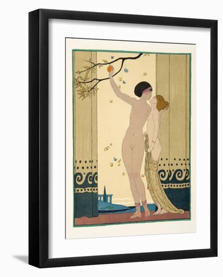 Les Conseils, Illustration from Les Chansons De Bilitis, by Pierre Louys, Pub. 1922 (Pochoir Print)-Georges Barbier-Framed Giclee Print