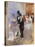 Les Coulisses de l'Opera, c.1887-90-Jean Louis Forain-Stretched Canvas