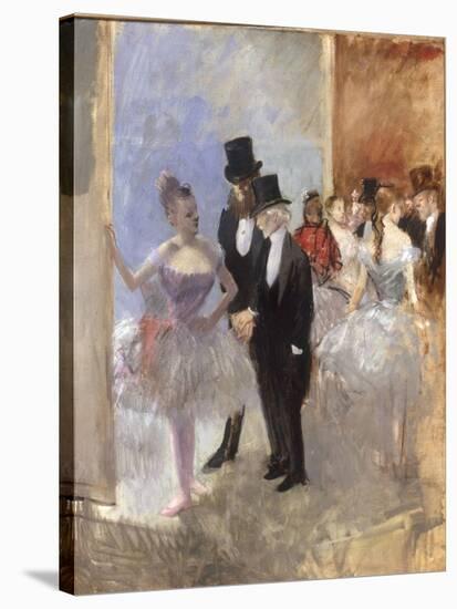 Les Coulisses de l'Opera, c.1887-90-Jean Louis Forain-Stretched Canvas