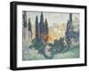 Les cyprès à Cagnes-Henri Edmond Cross-Framed Giclee Print