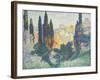 Les cyprès à Cagnes-Henri Edmond Cross-Framed Giclee Print