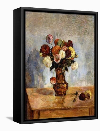 Les Dahlias-Paul Gauguin-Framed Stretched Canvas