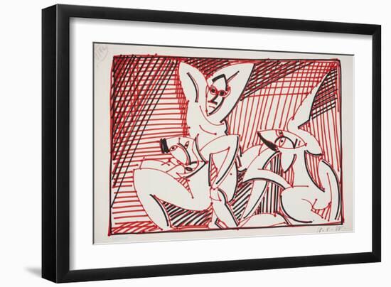 Les Damoiselles D'Avignon 19, 1988 (ink on paper)-Ralph Steadman-Framed Giclee Print