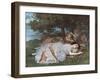 Les demoiselles du bord de la Seine (été)-Gustave Courbet-Framed Giclee Print