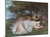 Les demoiselles du bord de la Seine (été)-Gustave Courbet-Mounted Giclee Print