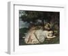 Les demoiselles du bord de la Seine-Gustave Courbet-Framed Giclee Print