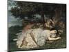 Les demoiselles du bord de la Seine-Gustave Courbet-Mounted Giclee Print