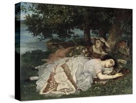 Les demoiselles du bord de la Seine-Gustave Courbet-Stretched Canvas