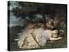 Les demoiselles du bord de la Seine-Gustave Courbet-Stretched Canvas