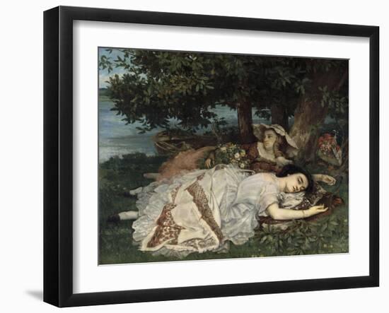 Les demoiselles du bord de la Seine-Gustave Courbet-Framed Giclee Print