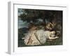 Les demoiselles du bord de la Seine-Gustave Courbet-Framed Giclee Print