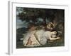 Les demoiselles du bord de la Seine-Gustave Courbet-Framed Giclee Print