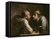 Les Deux Buveurs (Oil on Canvas)-Honore Daumier-Framed Stretched Canvas