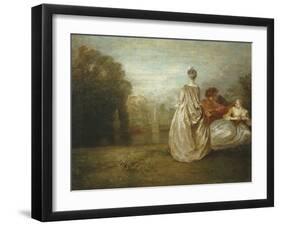 Les Deux Cousines, the Two Cousins, C.1716-Jean-Antoine Watteau-Framed Giclee Print