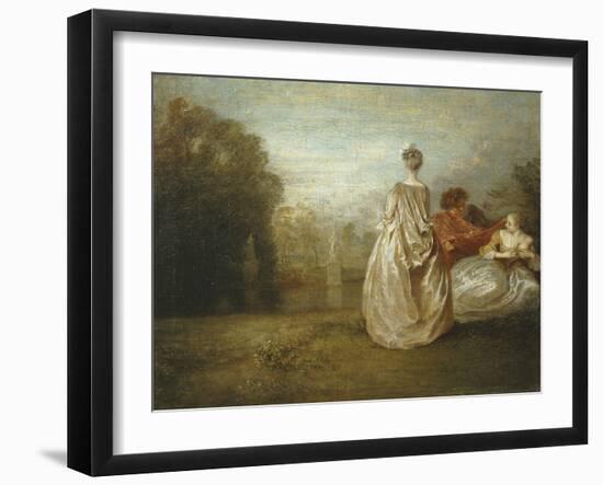 Les Deux Cousines, the Two Cousins, C.1716-Jean-Antoine Watteau-Framed Giclee Print