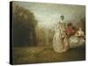 Les Deux Cousines, the Two Cousins, C.1716-Jean-Antoine Watteau-Stretched Canvas