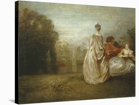 Les Deux Cousines, the Two Cousins, C.1716-Jean-Antoine Watteau-Stretched Canvas