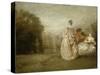 Les Deux cousines-Jean Antoine Watteau-Stretched Canvas