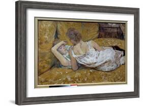 Les Deux Friendies Young Women Lying on a Bed - Painting by Henri De Toulouse Lautrec (1864-1901) 1-Henri de Toulouse-Lautrec-Framed Giclee Print