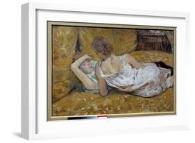 Les Deux Friendies Young Women Lying on a Bed - Painting by Henri De Toulouse Lautrec (1864-1901) 1-Henri de Toulouse-Lautrec-Framed Giclee Print