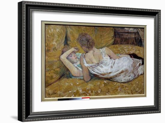 Les Deux Friendies Young Women Lying on a Bed - Painting by Henri De Toulouse Lautrec (1864-1901) 1-Henri de Toulouse-Lautrec-Framed Giclee Print