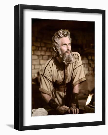 Les dix commandements (The ten Commandements) by CecilDeMille with Charlton Heston (Moise, Moses), -null-Framed Photo