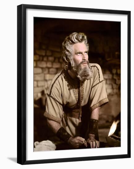 Les dix commandements (The ten Commandements) by CecilDeMille with Charlton Heston (Moise, Moses), -null-Framed Photo