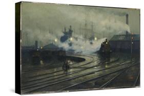 Les docks de Cardiff-Lionel Walden-Stretched Canvas