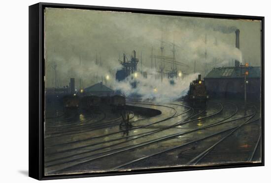 Les docks de Cardiff-Lionel Walden-Framed Stretched Canvas