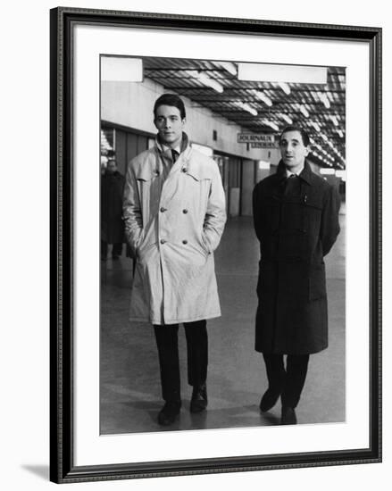 Les Dragueurs by JeanPierreMocky with Jacques Charrier and Charles Aznavour, 1959 (b/w photo)-null-Framed Photo