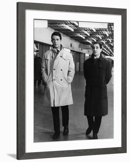 Les Dragueurs by JeanPierreMocky with Jacques Charrier and Charles Aznavour, 1959 (b/w photo)-null-Framed Photo