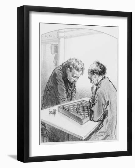 Les Échecs, Plate 15 from Les Toquades, 1858-Paul Gavarni-Framed Giclee Print