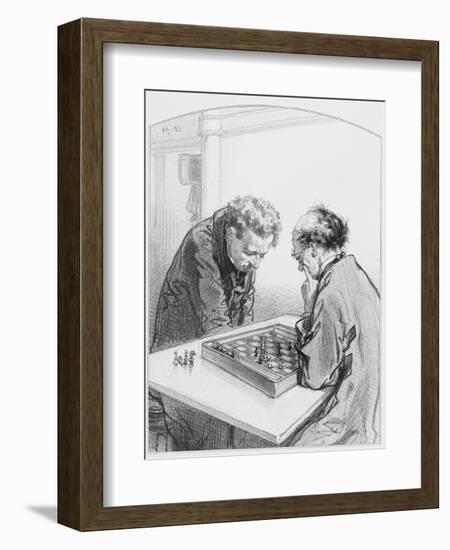 Les Échecs, Plate 15 from Les Toquades, 1858-Paul Gavarni-Framed Giclee Print