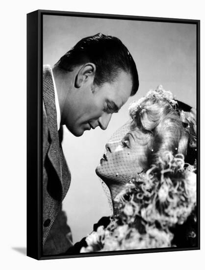 Les Ecumeurs THE SPOILERS by Ray Enright with John Wayne and Marlene Dietrich, 1942 (b/w photo)-null-Framed Stretched Canvas