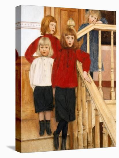 Les Enfants De Monsieur Neve  Quatre Enfants Dans Un Escalier Peinture De Fernand Khnopff (1858-19-Fernand Khnopff-Stretched Canvas