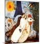 Les Fiancees de la Tour Eiffel-Marc Chagall-Mounted Art Print