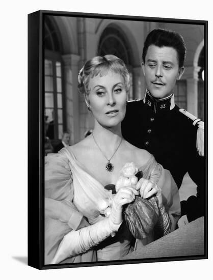 LES GRANDES MANOEUVRES, 1955 directed by RENE CLAIR Michele Morgan / Gerard Philipe (b/w photo)-null-Framed Stretched Canvas