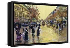 Les Grands Boulevards (After Jean Beraud)-Isy Ochoa-Framed Stretched Canvas