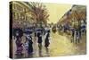 Les Grands Boulevards (After Jean Beraud)-Isy Ochoa-Stretched Canvas